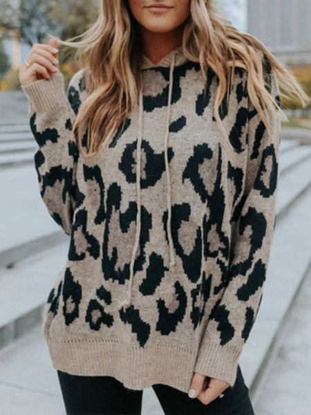

Acrylic Vintage Leopard Sweater, Khaki, Knitwear & Sweaters