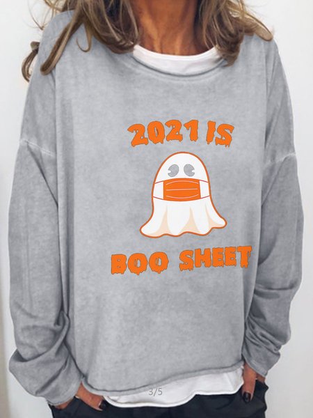 

Casual Crew Neck Cotton-Blend Shirts & Tops, Light gray, Hoodies&Sweatshirts
