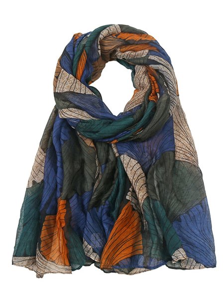 JFN Retro Plant Floral Silk Scarf, Women Scarves & Shawls
