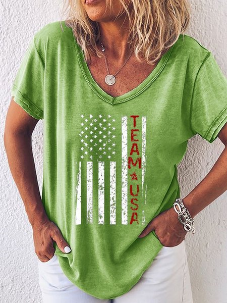 

Team USA Women's Cotton-Blend Shift Shirts & Tops, Green, T-shirts