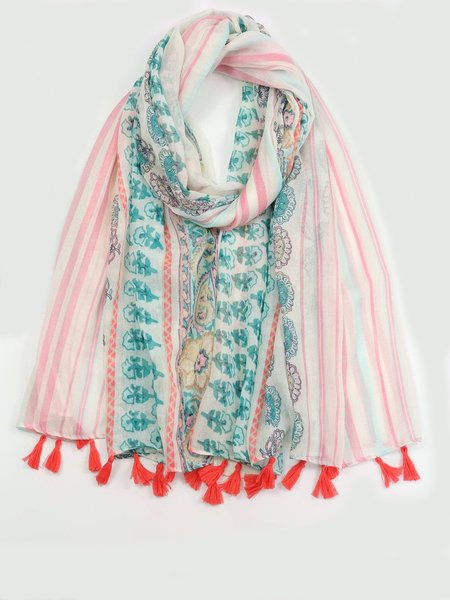 

Harajuku Print Silk Scarf, As picture, Women Scarves & Shawls