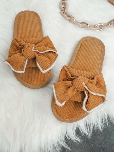 

Bowknot Decoration Terry Cloth Slipper, Brown, Women Shoes>>Women's Shoes>>Women Slippers