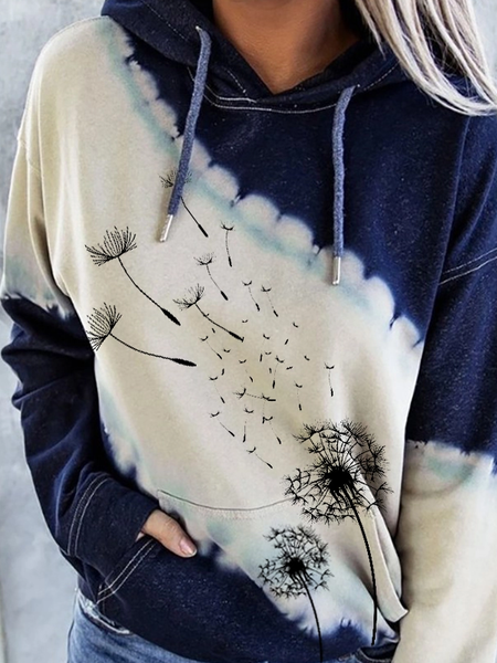 

Hoodie Floral Long Sleeve Sweatshirt, Purplish blue, Sweatshirts & Hoodies