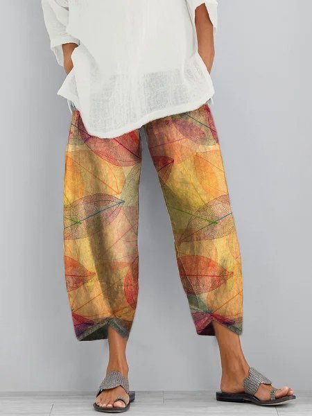 

Printed Pockets Casual Pants, Multicolor, Pants