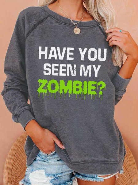 

halloween Long Sleeve Casual Shirts & Tops, Light gray, Hoodies&Sweatshirts