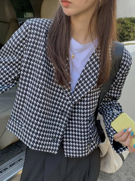 

Vintage Long Sleeve Plaid Blazer, As picture, Blazers