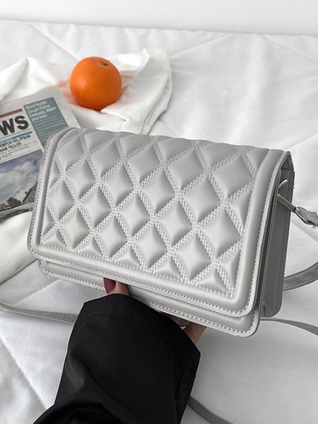 

Check Embossed Flap Crossbody Bag, Gray, Women's Bags