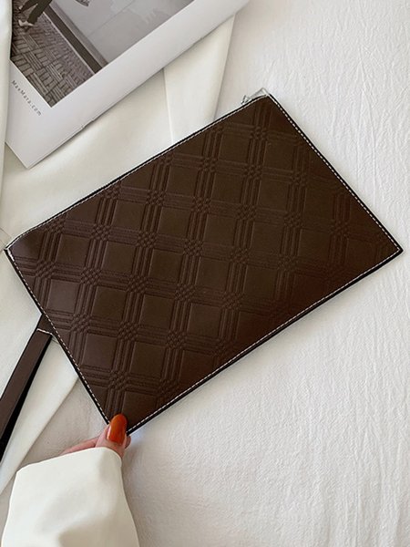 Floral Plaid Embossed Zipper Clutch, Bags