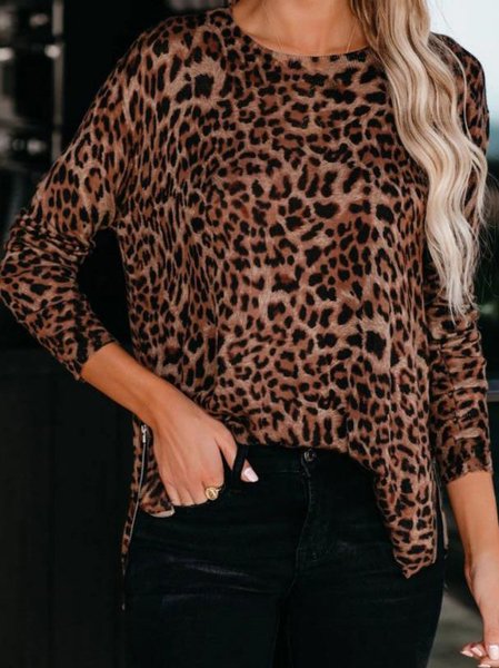 Girocollo Vacanza Camicie & Top, Leopardo, Blouses & Shirts