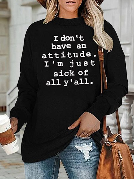 

Long Sleeve Letter Printed Sweatshirt, Black, Sweatshirts & Hoodies