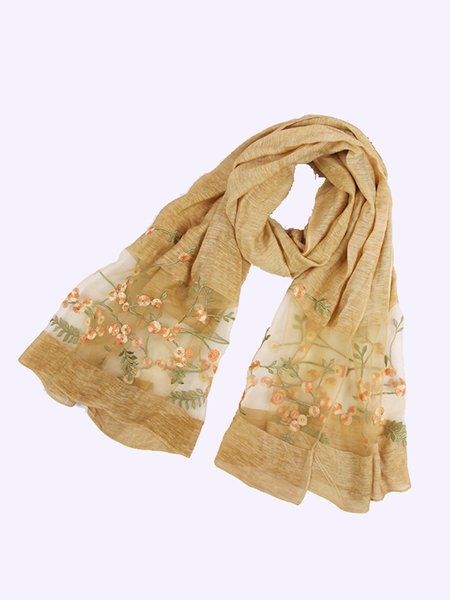 

Ethnic Embroidered Scarf, Khaki, Women Scarves & Shawls