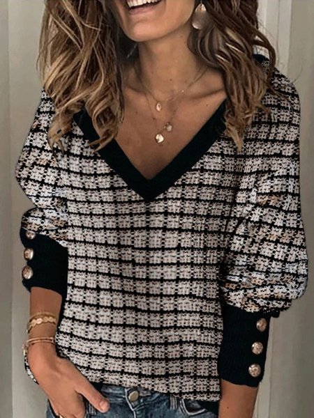 

Checkered/Plaid Vintage Long Sleeve Shift Shirts & Tops, Black, Hoodies & Sweatshirts