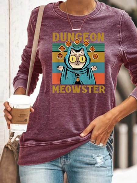

Dungeon Meowster Funny Nerdy-Gamer Cat Sweatshirt, Purple, Hoodies&Sweatshirts