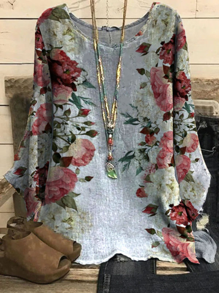 

Stampato Girocollo 3/4 Manica Casuale Top, Multicolore, T-Shirts