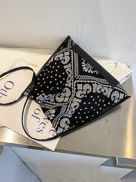 

Bohemian Ethnic Pattern Shopping Bag, Black, Bags