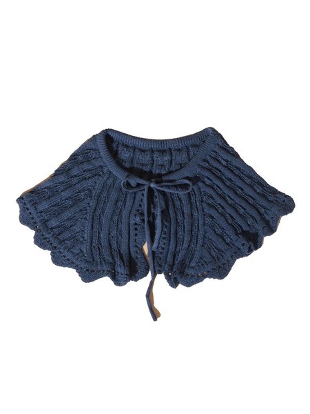 

Knitted Cape Shawl, Blue, Women Scarves & Shawls