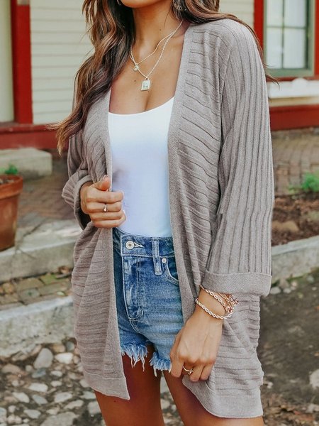 

Cotton Shift Long Sleeve Outerwear, Gray, Outerwear