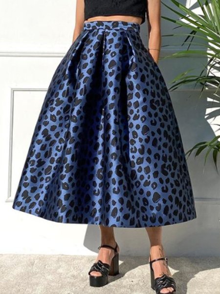 

Leopard Skirt, As picture, Midi Skirts