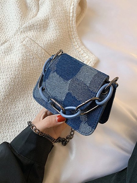 

Retro Denim Stitching Chain Mini Bag, Dark_blue, Women's Bags