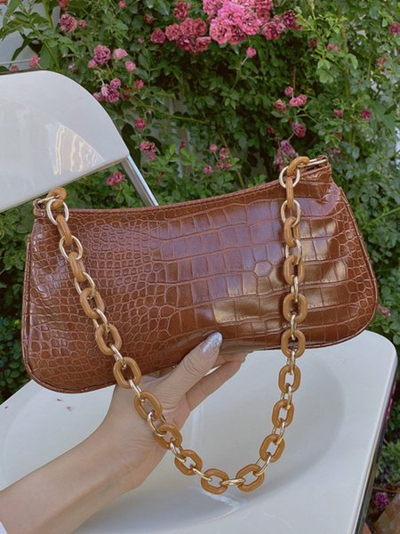 

Acrylic Chain Underarm Bag, Brown, Bags