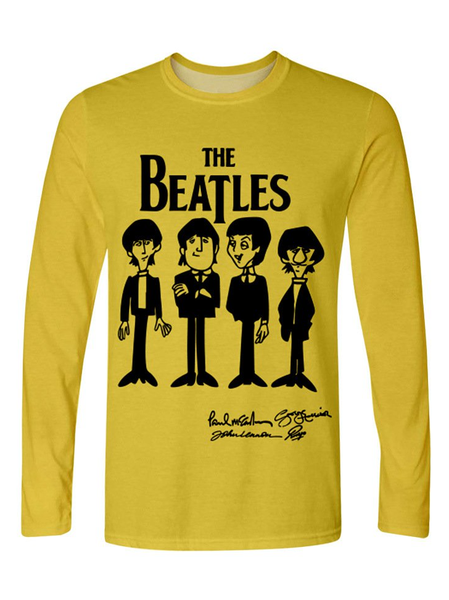 

Printed casual trend men's 3D long-sleeved T-shirt, Yellow, T-shirt