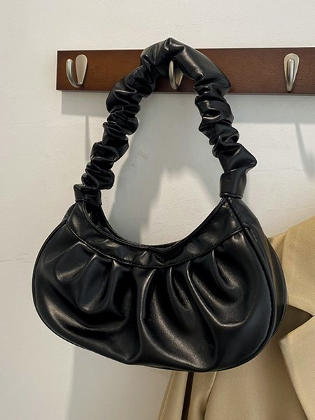 

Elegant Pleated Armpit Bag, Black, Bags