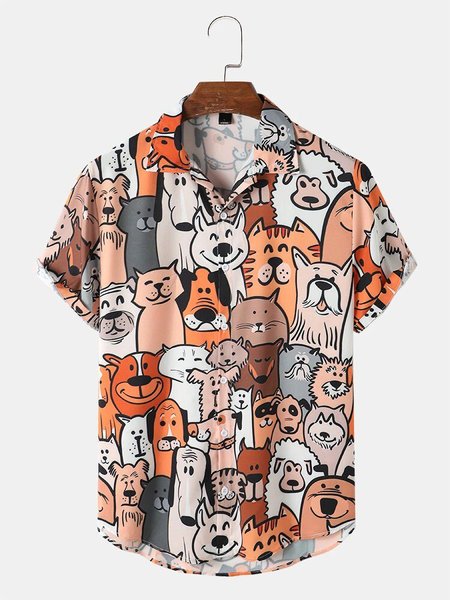 

Cat And Dog Shirts & Tops, As picture, Short Sleeves Shirts