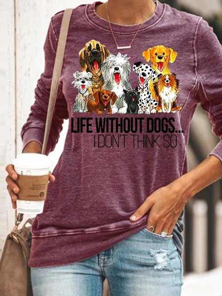 

Life Without Dogs Don't Think So Sweatshirt, Purple, Hoodies&Sweatshirts
