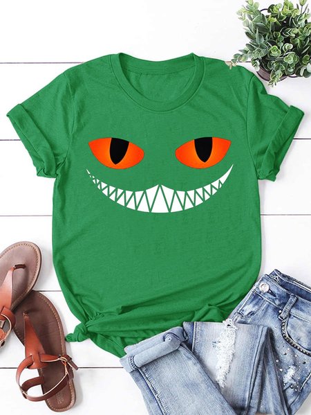 

Halloween Themed Smiling Cheshire Cat T-shirt, Green, T-shirts