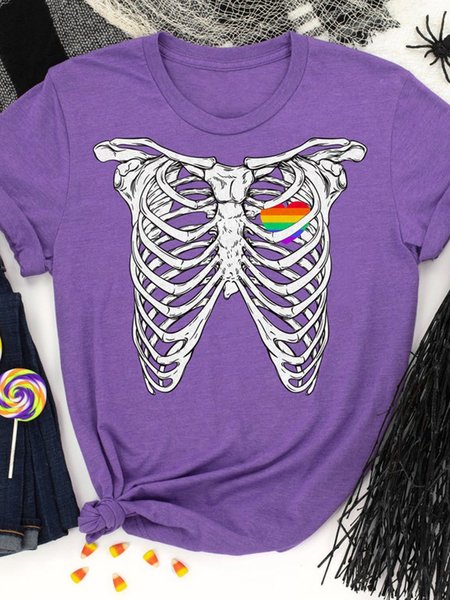 

Skeleton Rainbow Heart Halloween Tshirt, Purple, T-shirts