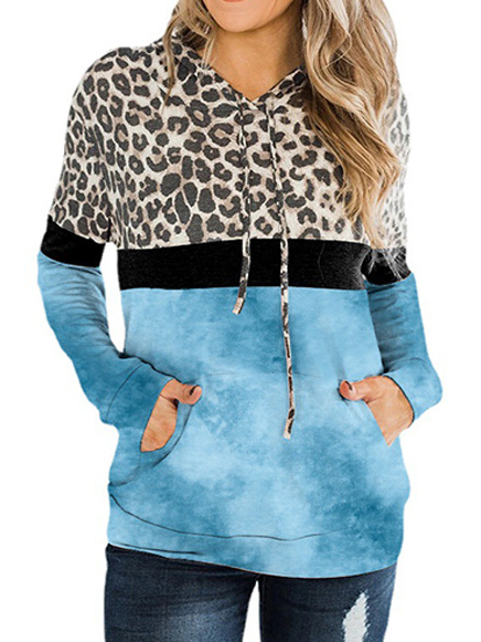 

Felpa con Cappuccio Leopardo Vintage Felpa, Blu, T-Shirts