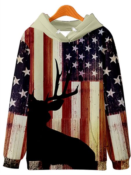 

Printed casual fashion men's fall/winter sweater, Khaki, Hoodies&Sweatshirts