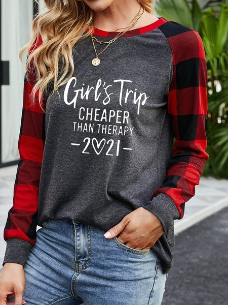 

Girl's Trip Cheaper Than Therapy Women’s Casual Cotton-Blend Sweatshirt, Gray, Hoodies&Sweatshirts