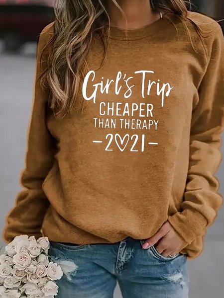 

Girl's Trip Cheaper Than Therapy Women‘s Shift Cotton-Blend Casual Sweatshirt, Yellow, Hoodies&Sweatshirts