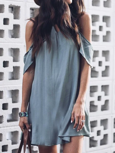 

Abito Nuovo Donna Chic Vintage Vacanza Bohemian Casuale Scollo a V Dritto, Blu, T-Shirts