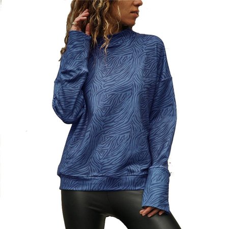 

long sleeve shift zebra Top, Blue, Hoodies & Sweatshirts
