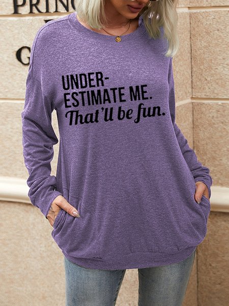 

Understimate With Pockets Sweatshirt, Purple, Hoodies&Sweatshirts