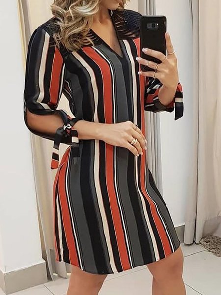 

Dritto Stampato Floreale A righeCasual Abito, Multicolore, Dresses