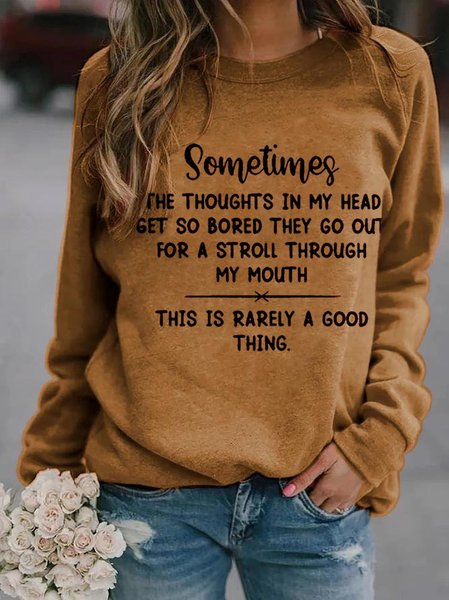 

The Thoughts In My Head Get So Bored Sweater, Khaki, Hoodies&Sweatshirts