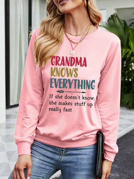 

Grandma Knows Everything Women's Shift Short Sleeve Sweatshirts, Pink, Hoodies&Sweatshirts