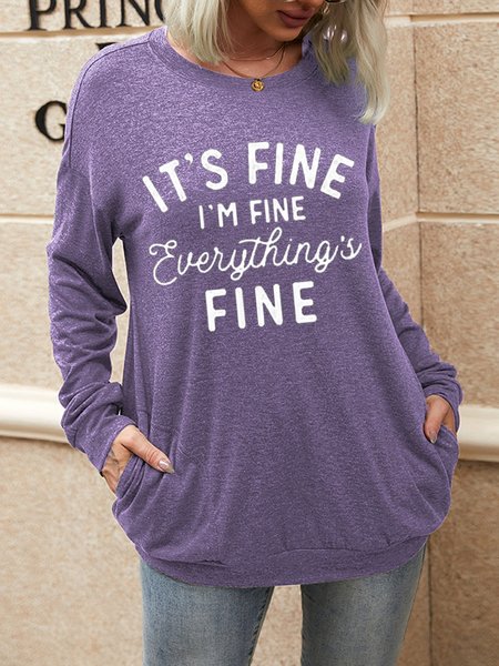 

I Am Fine With Pockets Sweatshirt, Purple, Hoodies&Sweatshirts