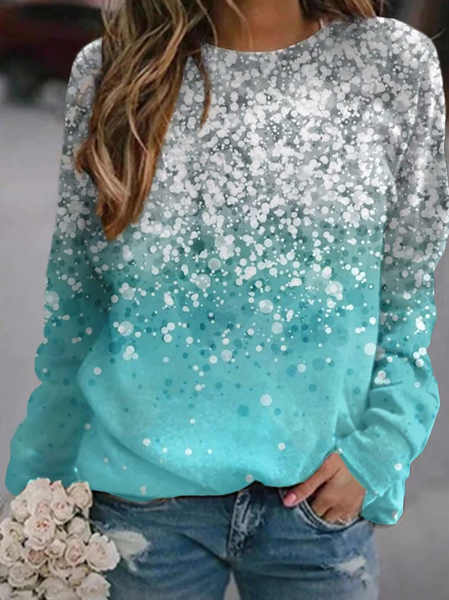 

Crew Neck Long Sleeve Cotton-Blend Shirts & Tops, Blue, Tops