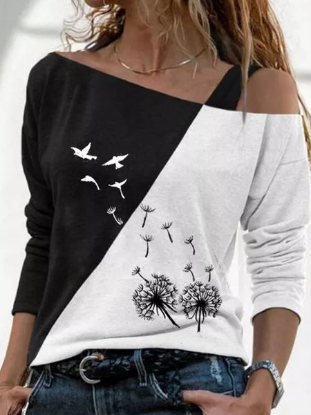 

Camicie & Top Casuale Maniche Lunghe Girocollo Misto Cotone, Nero, Blouses & Shirts
