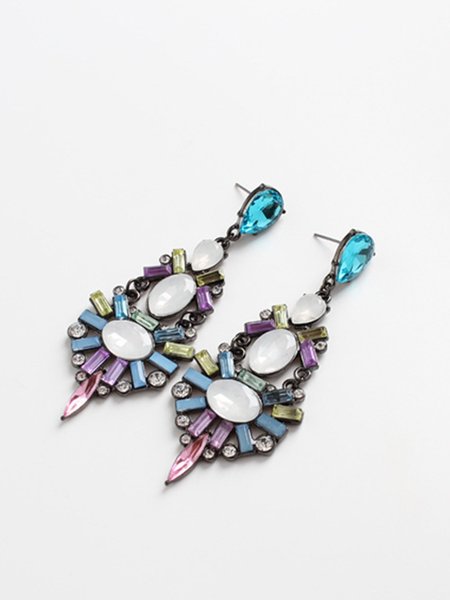 

Vintage Color Rhinestone Earrings, As picture, Earrings