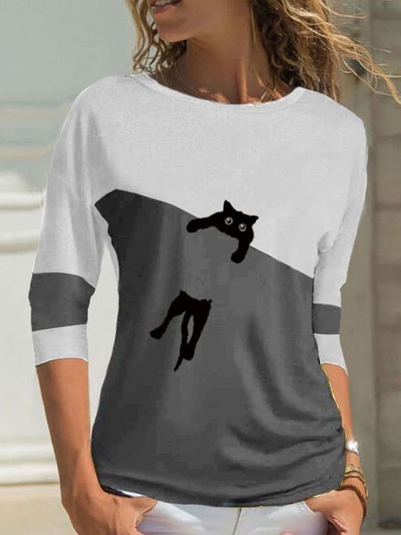

Long Sleeve Cotton-Blend Shirts & Tops, As picture, Tees & T-shirts