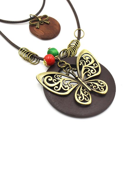 

Vintage Wood Butterfly Sweater Necklace, Coffee, Necklaces
