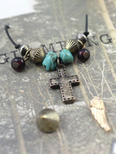 

Vintage Turquoise 6-piece Necklace And Earrings, As picture, Necklaces