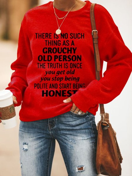 

There Is No Such Thing As A Grouchy Old Person Letter Sweatshirt, Deep red, Hoodies&Sweatshirts
