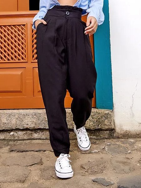 

Casual Ruched Pants, Black, Pants