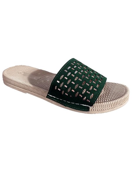 

Geometric Hollow Bohemian Casual Slipper, Dark green, Sandals & Slippers